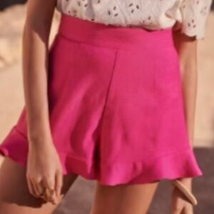 Vibrant Sézane Dorian Pink High-Waisted Shorts 42